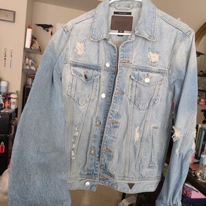 GUESS Men's Light Blue Denim Jacket